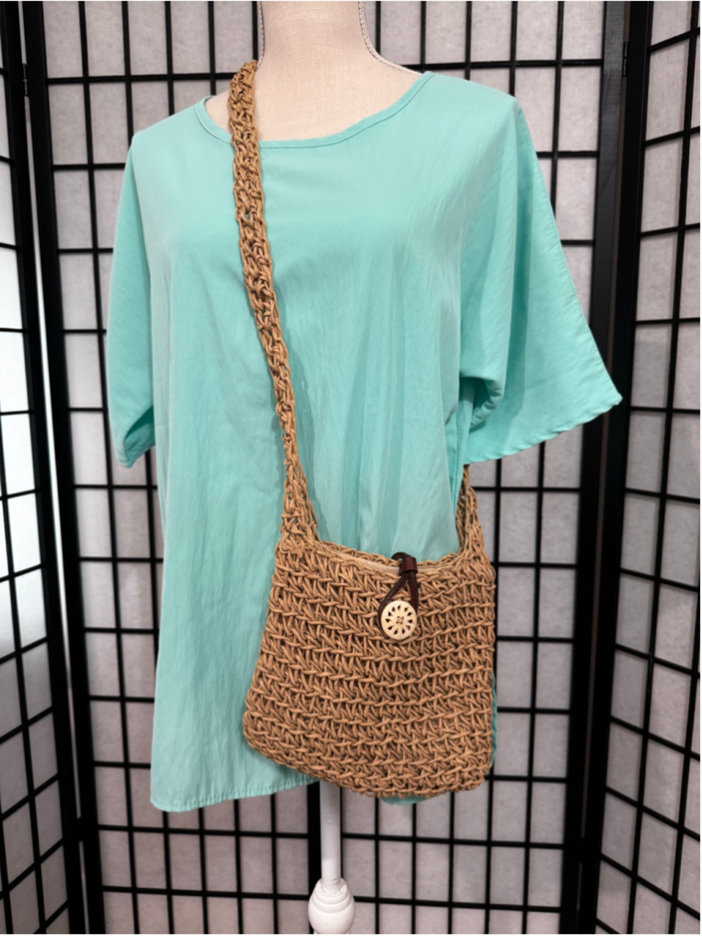 Women's G.H. Bass & Co. Straw Crossbody Bag, One Size, Tan and Brown